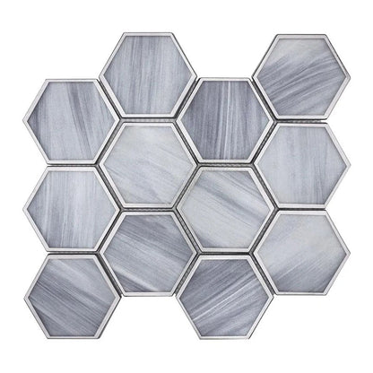 Soft Silver Gray 9x10 Matte Hexagon Glass Mosaic Tile (5 pack, 3.28 sq ft/case)