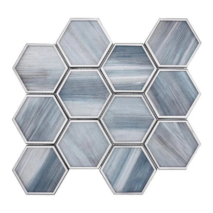 Light Frost Blue 9x10 Matte Hexagon Glass Mosaic Tile (5 pack, 3.28 sq ft/case)
