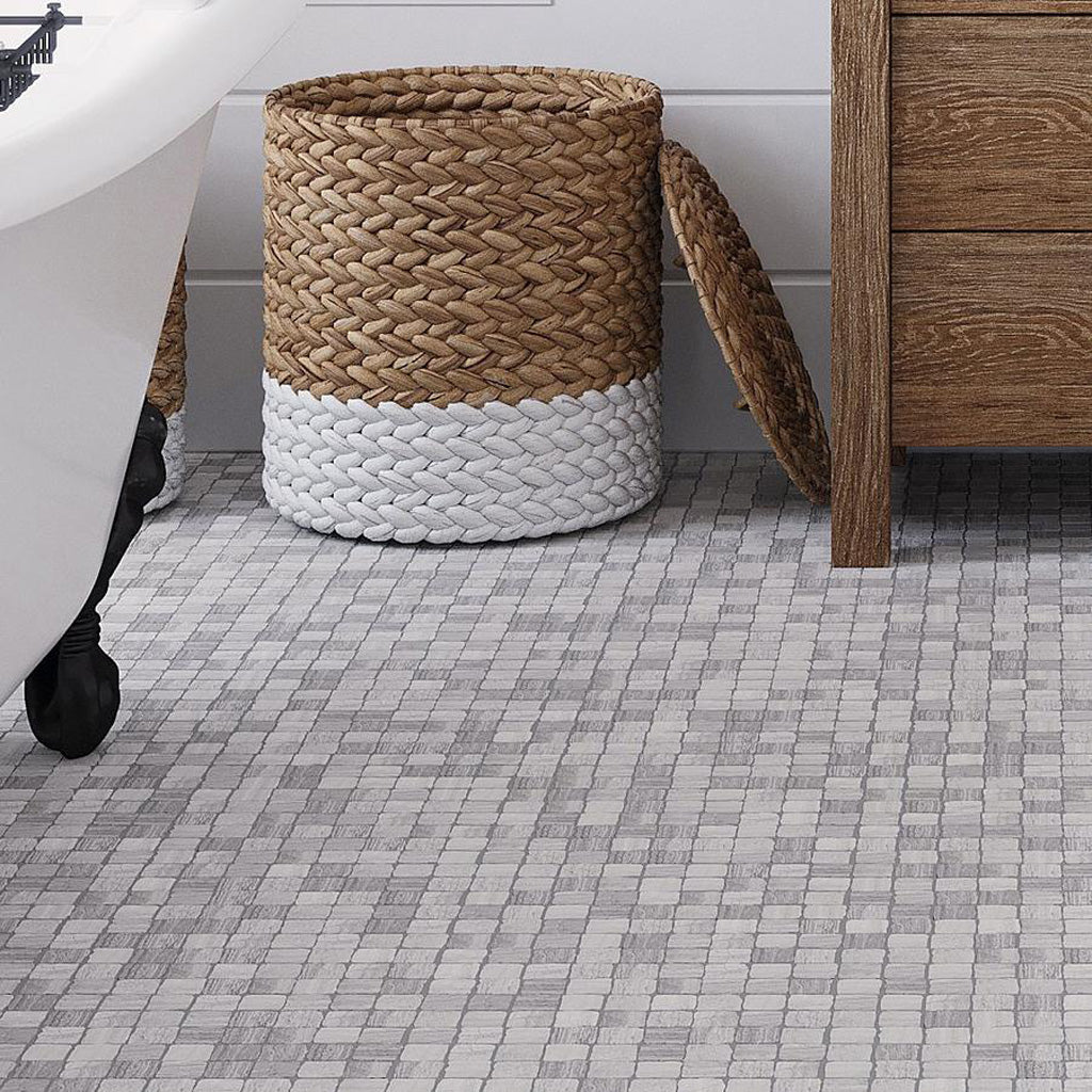 Wooden Grey 12x12 Matte Square Marble Mosaic Tile (5 pack, 5 sq ft/case)