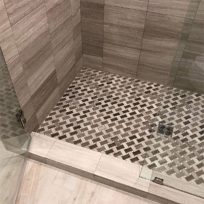 Eastern White, Wooden & Athens Grey 11x11 Polished Basketweave Marble Mosaic Tile (5 pack, 4.2 sq ft/case)
