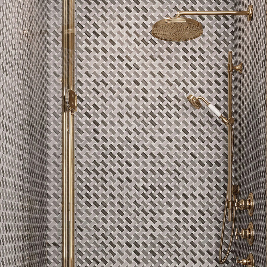 Gray 11x11 Polished Basketweave Marble Mosaic Tile (5 pack, 4.2 sq ft/case) - Sample