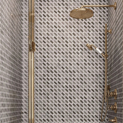 Gray 11x11 Polished Basketweave Marble Mosaic Tile (5 pack, 4.2 sq ft/case) - Sample