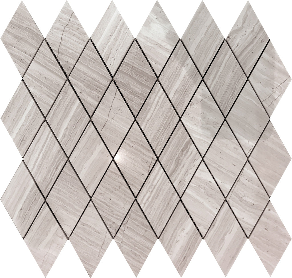 Wooden Grey 12x12 Polished Diamond Marble Mosaic Tile (5 pack, 4.83 sq ft/case)