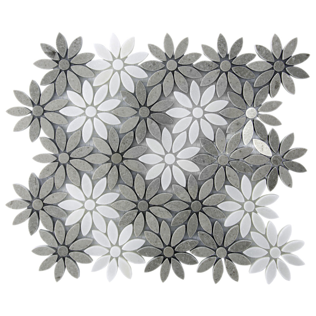 Eastern Brown White 11x12 Polished Multi-shaped Marble Mosaic Tile (5 pack, 4.46 sq ft/case)