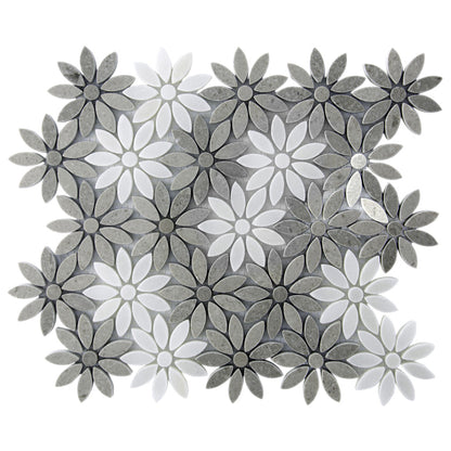Eastern Brown White 11x12 Polished Multi-shaped Marble Mosaic Tile (5 pack, 4.46 sq ft/case)