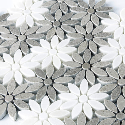 Eastern Brown White 11x12 Polished Multi-shaped Marble Mosaic Tile (5 pack, 4.46 sq ft/case)