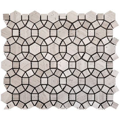 Wooden Beige 11x13 Polished Multi-shaped Marble Mosaic Tile (5 pack, 4.85 sq ft/case)