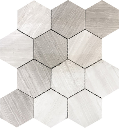 Beige 11x12 Polished Hexagon Marble Mosaic Tile (5 pack, 4.87 sq ft/case) - Sample