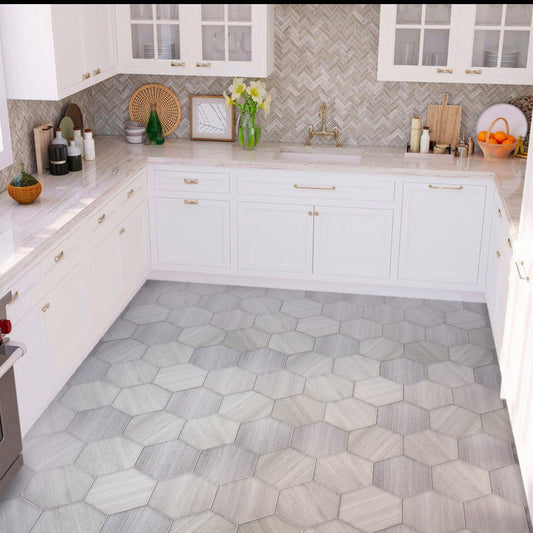 Wooden Grey 10x10 Honed Hexagon Marble Tile (5 pack, 2.95 sq ft/case)