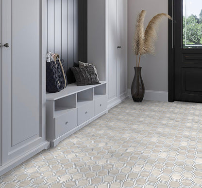 Wooden Grey, Bianco Carrara 12x14 Polished Hexagon Marble Mosaic Tile (5 pack, 5.48 sq ft/case)