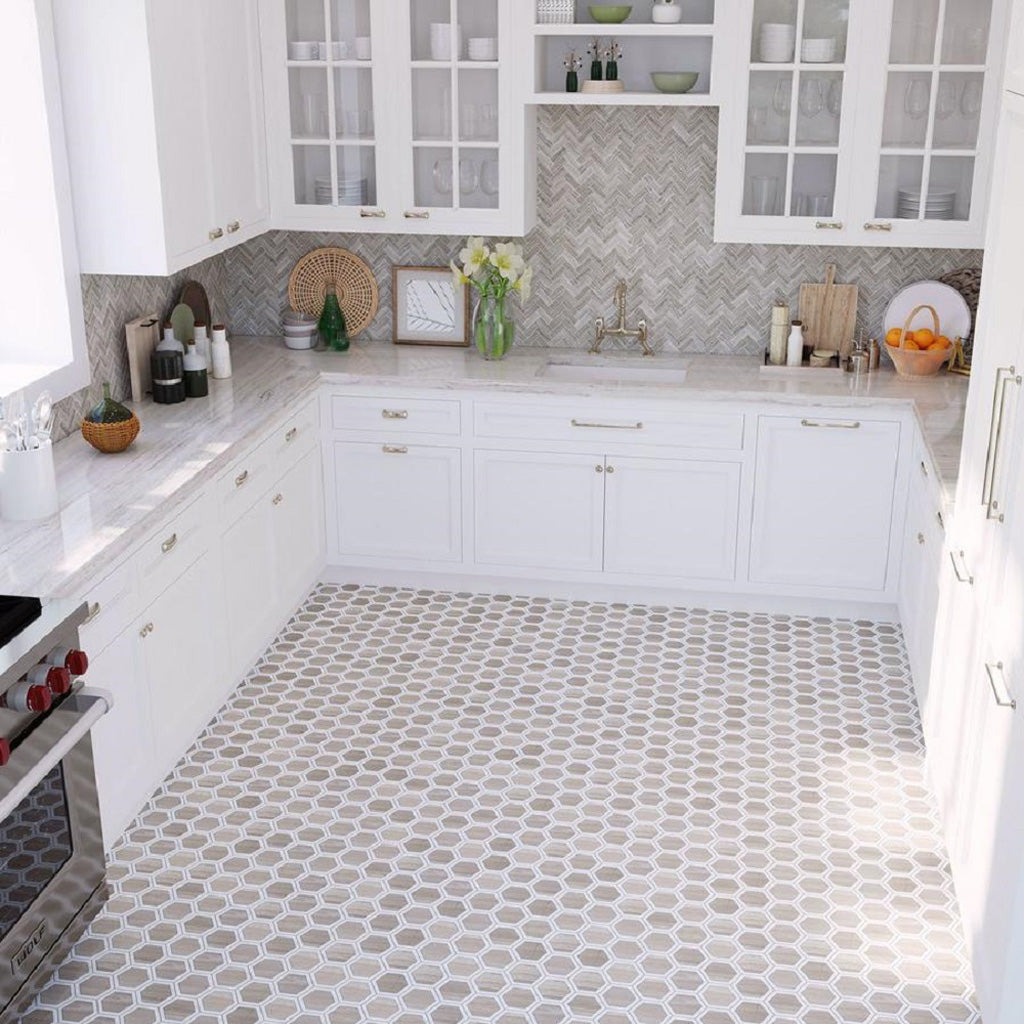 Wooden Grey 12x12 Polished Herringbone Marble Mosaic Tile (5 pack, 5.29 sq ft/case)