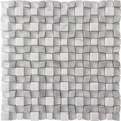 Gray 11x11 Polished Multi-shaped Marble Mosaic Tile (5 pack, 4.43 sq ft/case) - Sample