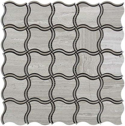 Gray Beige 8x11 Polished Multi-shaped Bianco Carrara Bardiglio Marble Mosaic Tile (5 pack, 3.19 sq ft/case)