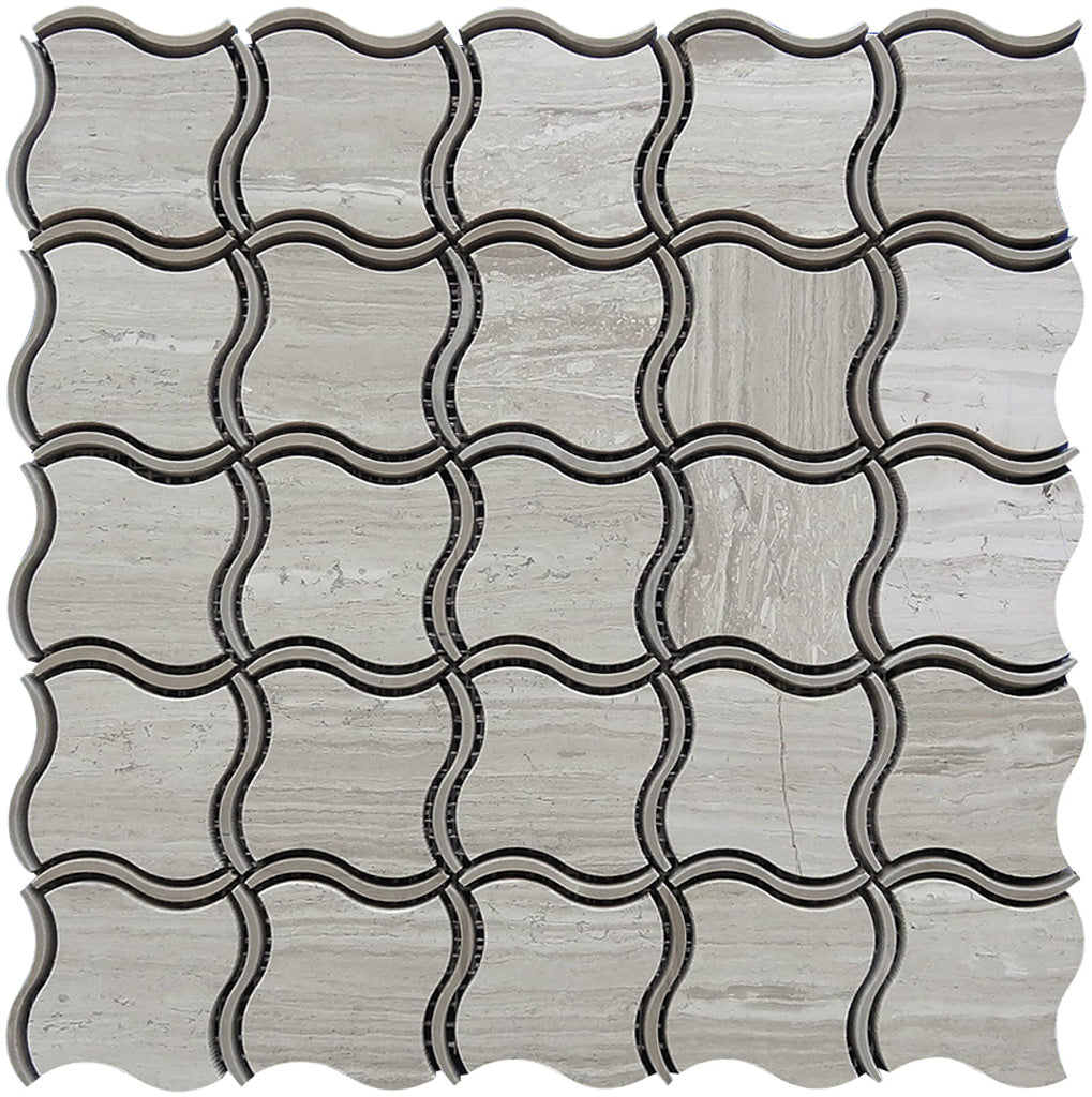 Gray Beige 8x11 Polished Multi-shaped Marble Mosaic Tile (5 pack, 3.19 sq ft/case) - Sample