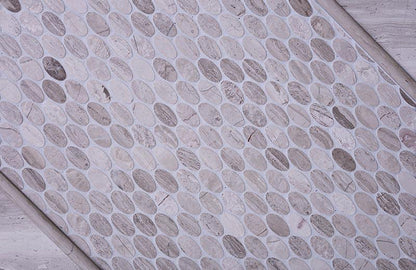 Wooden Beige 11x12 Polished Oval Marble Mosaic Tile (5 pack, 4.51 sq ft/case)
