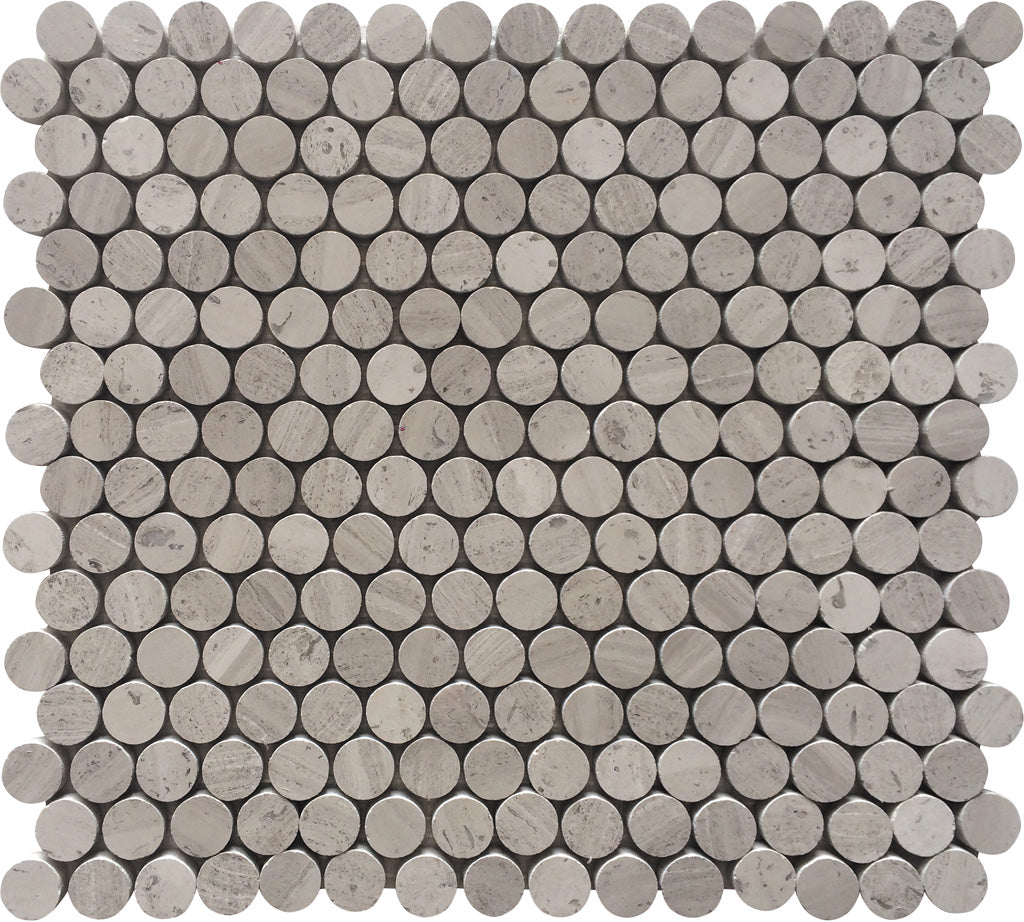 Wooden Beige 11x12 Polished Penny Round Marble Mosaic Tile (5 pack, 4.83 sq ft/case)