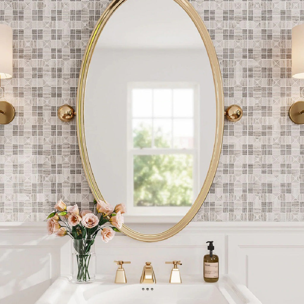 Wooden Beige Light Dark 12x12 Polished Hexagon Marble Mosaic Tile (5 pack, 5 sq ft/case)