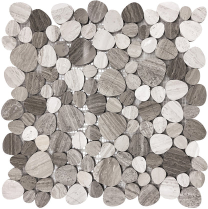 Wooden Grey 12x12 Polished Multi-shaped Marble Mosaic Tile (5 pack, 5.08 sq ft/case)