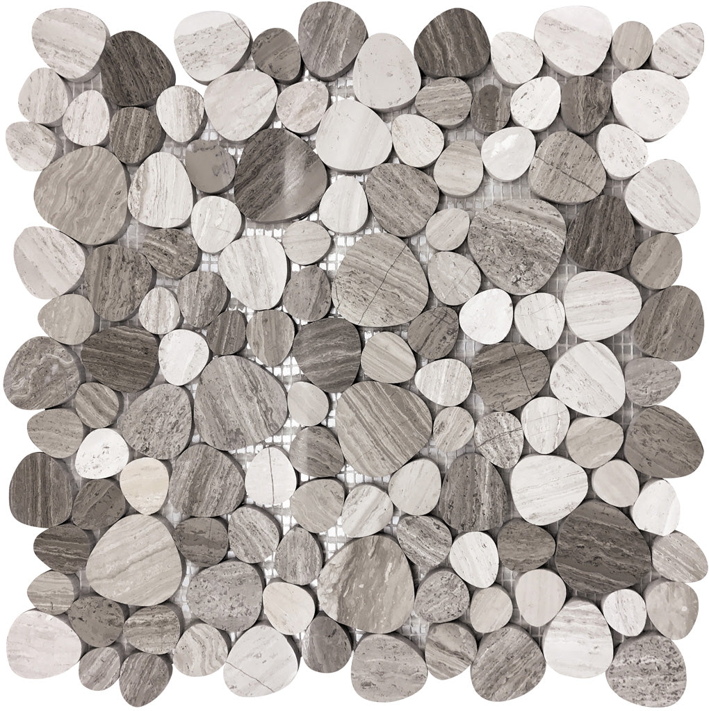 Gray 12x12 Polished Multi-shaped Marble Mosaic Tile (5 pack, 5.08 sq ft/case) - Sample