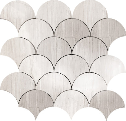 Light Gray 12x12 Polished Semicircular Marble Mosaic Tile (5 pack, 4.83 sq ft/case) - Sample
