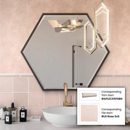 Soft Pink 1x8 Glossy Ceramic Bullnose Tile Trim (10 pack, 0.556 sq ft/case)