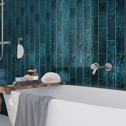 Green 2.58 in. x 8 in. Polished Ceramic Subway Tile (5.38 sq ft/case)