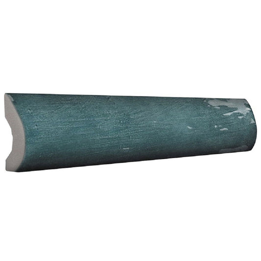 Teal Green 1x8 Glossy Ceramic Bullnose Tile Trim (10 pack, 0.556 sq ft/case)
