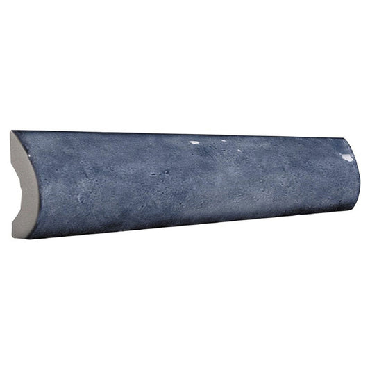 Blue 1x8 Glossy Ceramic Bullnose Tile Trim (10 pack, 0.556 sq ft/case)