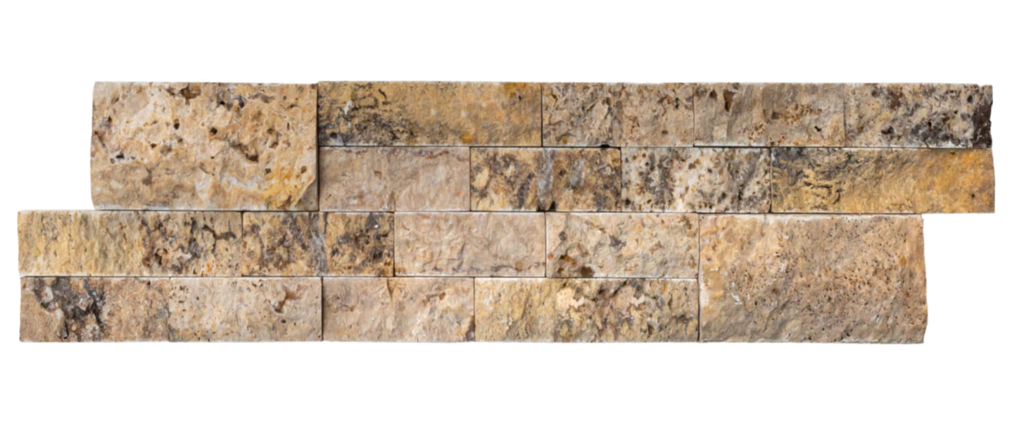 Scabos Ledger 3D Panel 6"x24" Split-face Natural Travertine Wall Tile