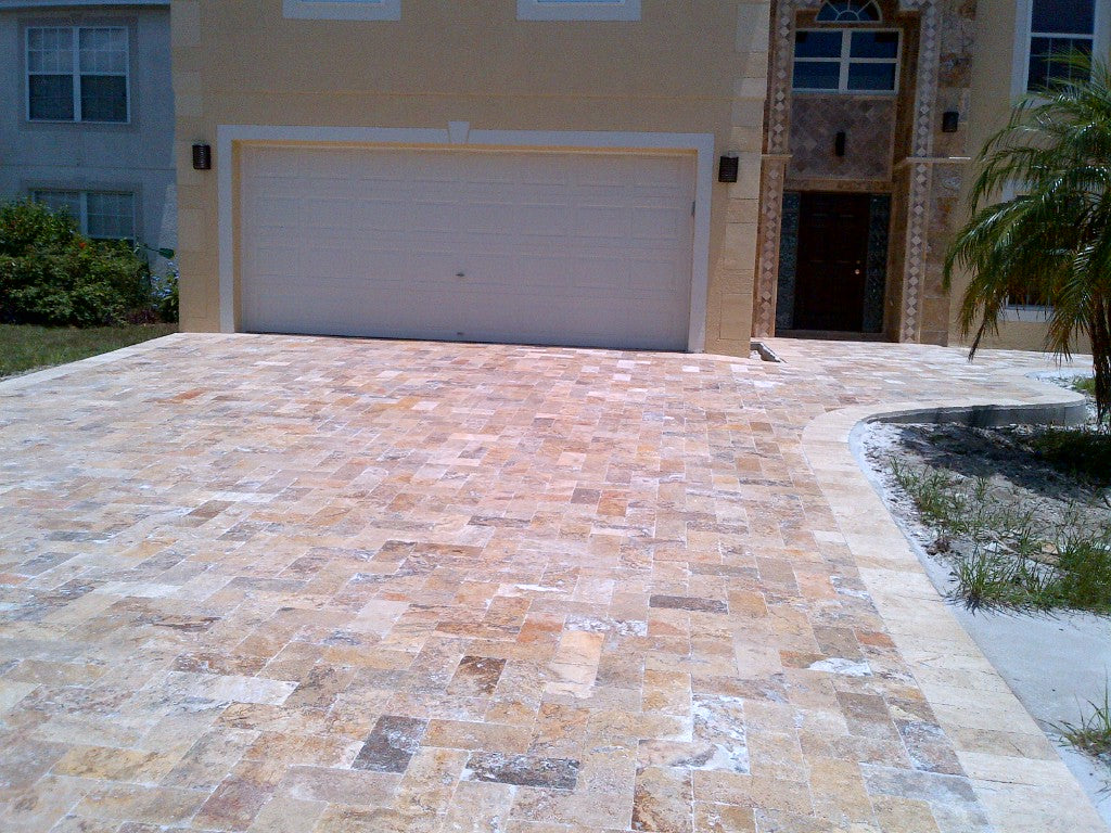 Scabos Travertine Travertine Tumbled Pavers - Full TruckLoad