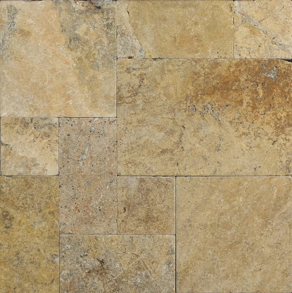 Scabos Travertine Travertine Tumbled Pavers - Full TruckLoad