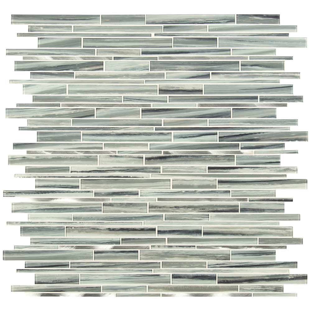 MSI Seaglass Interlocking Blend Glass and Metal Mosaic Tile 12"x12"