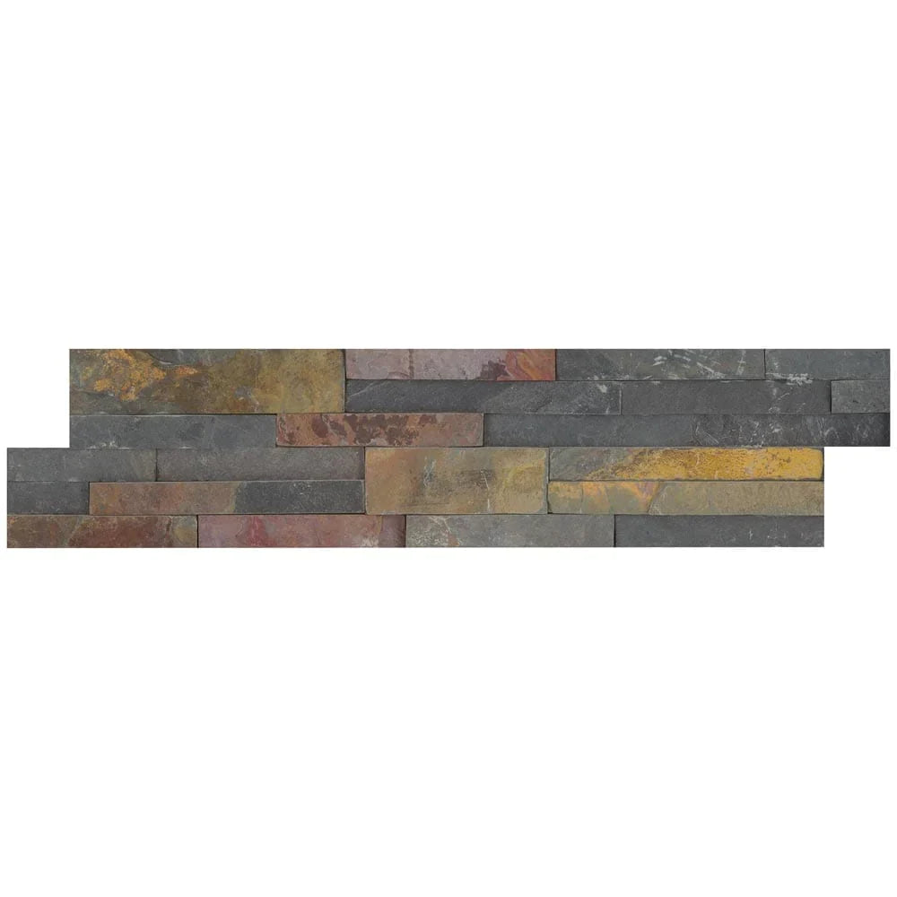 Sedona multi splitface panel ledger panel 6X24 natural slate wall tile LPNLSSEDMLT624 product shot multiple tiles close up view