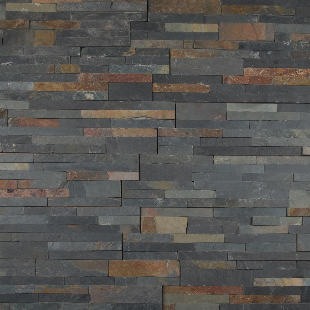 Sedona multi splitface panel ledger panel 6X24 natural slate wall tile LPNLSSEDMLT624 product shot multiple tiles top view