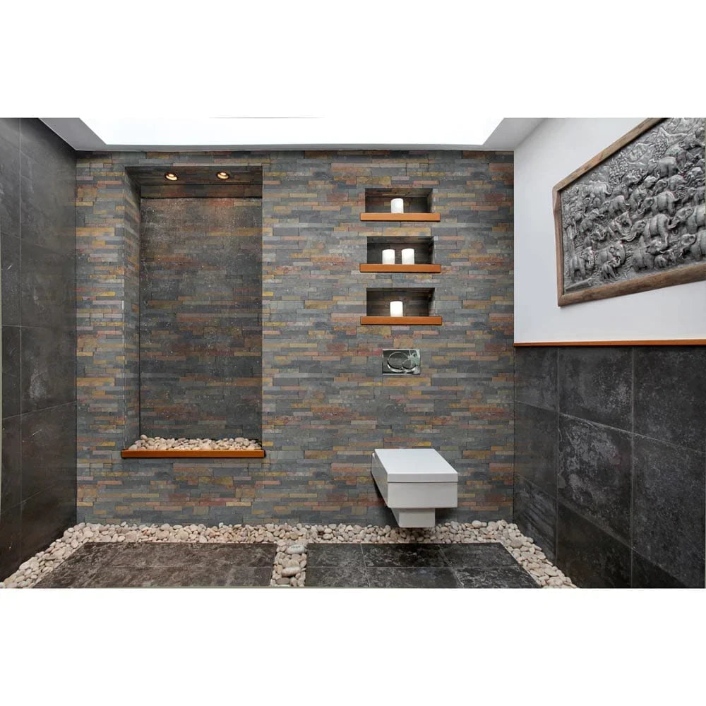 Sedona multi splitface panel ledger panel 6X24 natural slate wall tile LPNLSSEDMLT624 product shot wall view