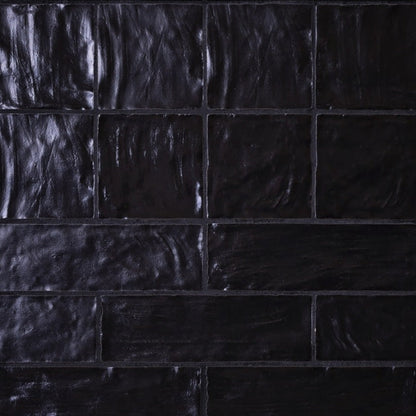 Black 2.5x8 Glossy Matte Subway Ceramic Tile (38 pack, 5.38 sq ft/case) - Sample