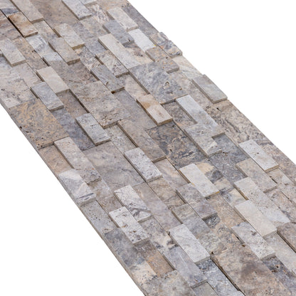 Silver Travertine 3D Ledger Panel 6"x24" – Honed Natural Wall Tile, Full Truckload