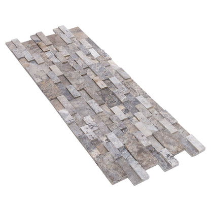 Silver Ledger 3D Panel 6"x24" Natural Travertine Wall Tile