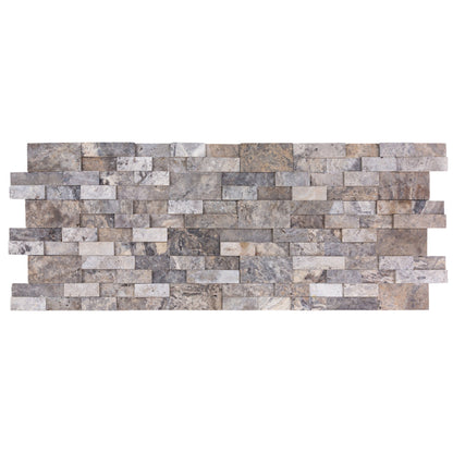 Silver Travertine 3D Ledger Panel 6"x24" – Honed Natural Wall Tile, Full Truckload