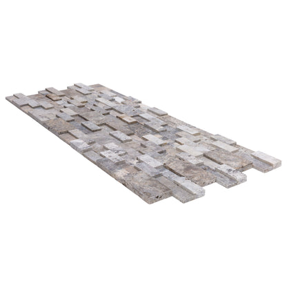 Silver Ledger 3D Panel 6"x24" Natural Travertine Wall Tile