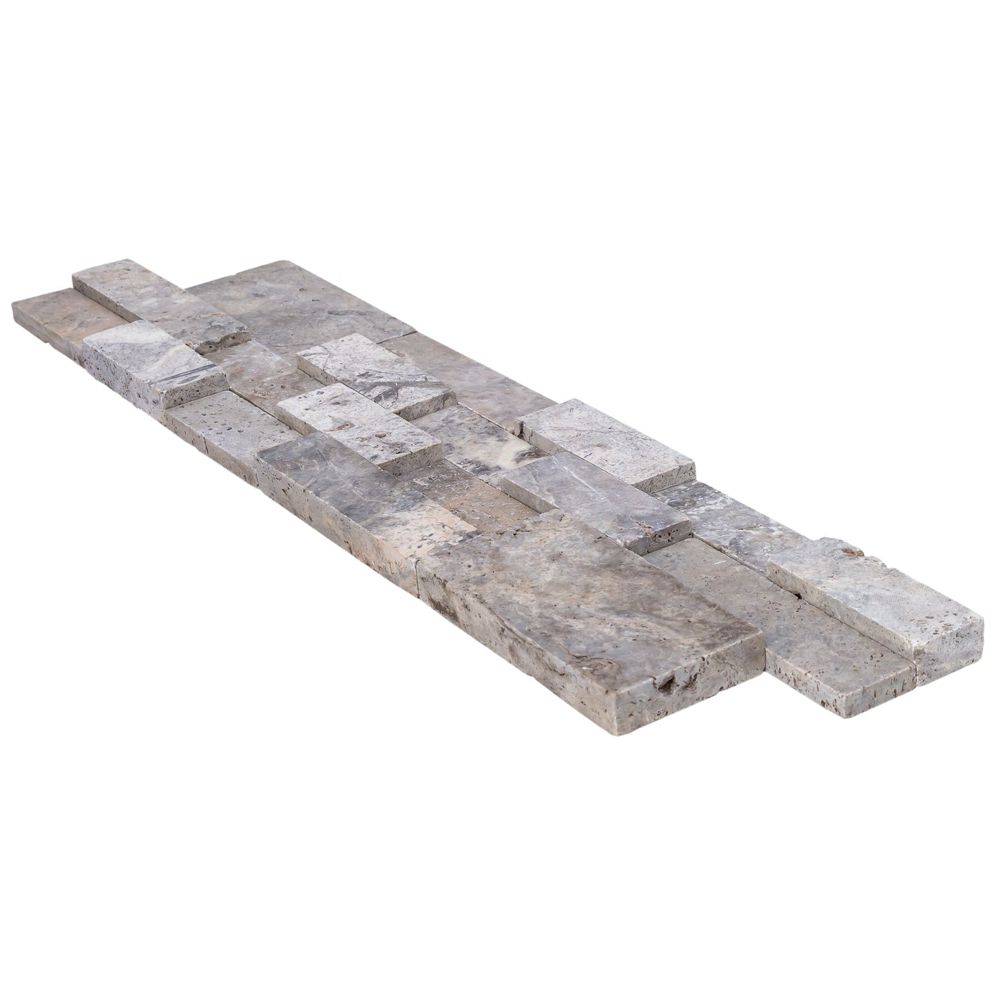 Silver Travertine 3D Ledger Panel 6"x24" – Honed Natural Wall Tile, Full Truckload