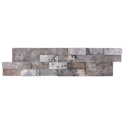 Silver Travertine 3D Ledger Panel 6"x24" – Honed Natural Wall Tile, Full Truckload