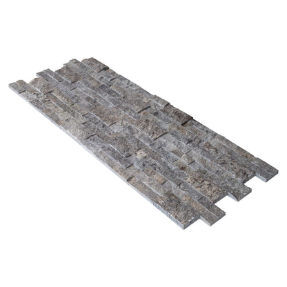 Silver Travertine 3D Ledger Panel 6"x24" – Natural Split-Face Wall Tile, Full Truckload