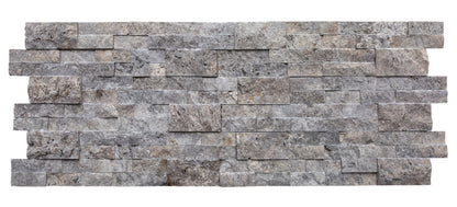 Silver Travertine 3D Ledger Panel 6"x24" – Natural Split-Face Wall Tile, Full Truckload