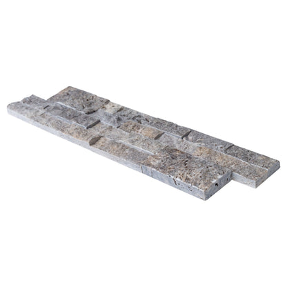 Silver Travertine 3D Ledger Panel 6"x24" – Natural Split-Face Wall Tile, Full Truckload