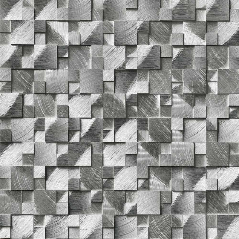 MSI Silver Aluminum Brushed 3D Pattern Metal Mosaic Tile 11.81"x12.4"