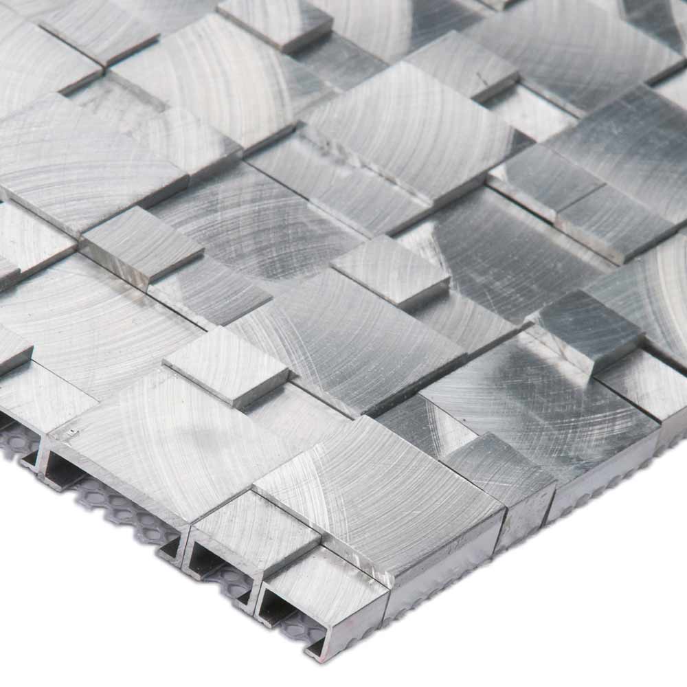 MSI Silver Aluminum Brushed 3D Pattern Metal Mosaic Tile 11.81"x12.4"