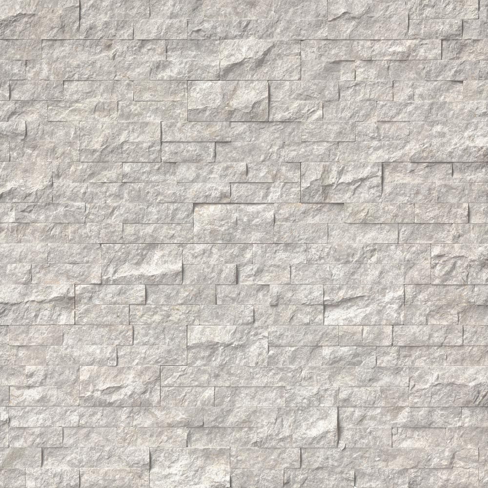 Silver canyon splitface ledger panel 6X24 natural marble wall tile LPNLMSILCAN624 product shot multiple tiles top view