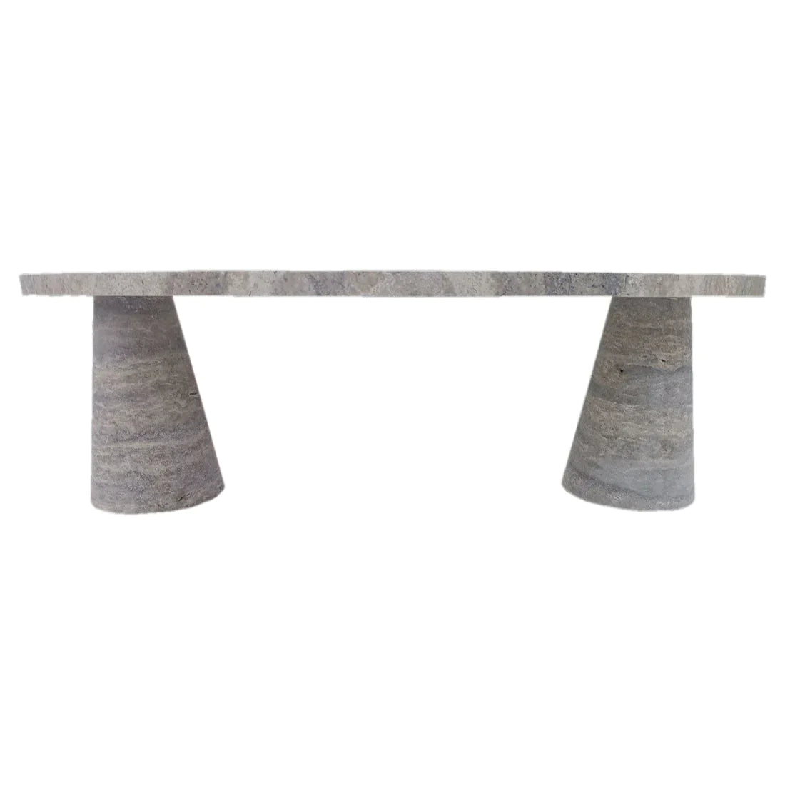 Silver Travertine Vein-cut Coffee Table Conic legs Honed (W)24" (L)48" (H)16"