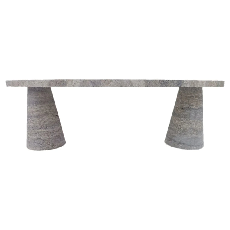 Silver Travertine Vein-cut Coffee Table Conic legs Honed (W)24" (L)48" (H)16"